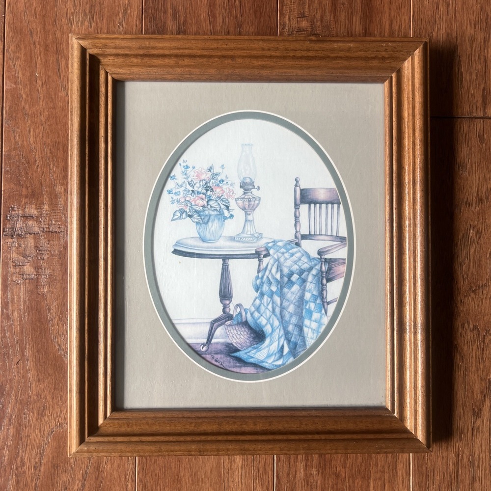 "Old Times" Framed Print By Kay Lamb Shannon Table Chair And Quilt